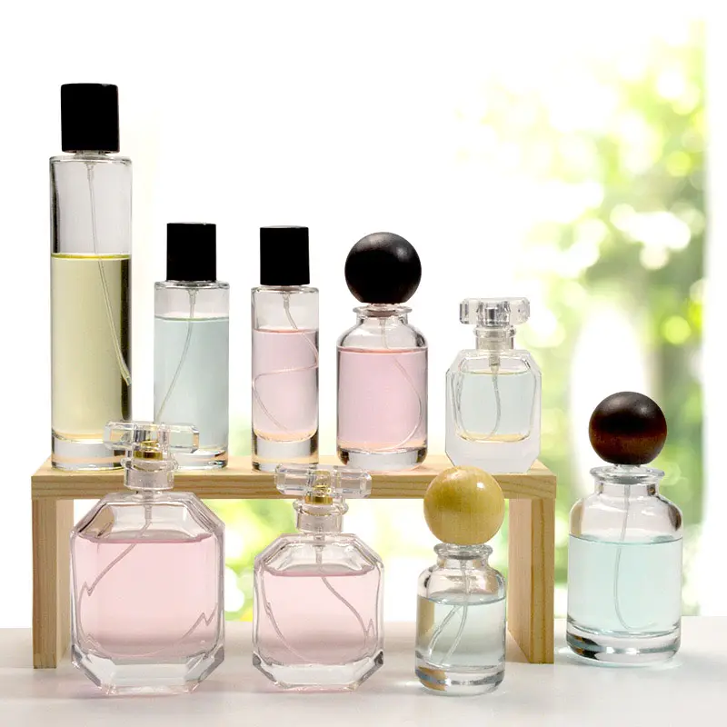 30Ml, 50Ml, 100Ml Glazen Parfumflesjes Met Transparante Spuitdeksel Luxe Vierkante Verpakkingen Glazen Fles