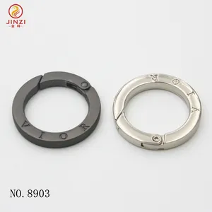 Black and Silver Custom company name Flat carabiner clip spring clasp rings buckle metal spring gate o ring