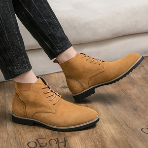 Stivali da <span class=keywords><strong>Uomo</strong></span> Autunno Inverno in Vera Pelle Impermeabile, Stile Britannico Retrò con Lacci alla Caviglia - Product Image 3