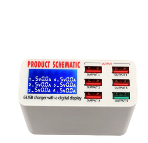 <span class=keywords><strong>Caricatore</strong></span> <span class=keywords><strong>USB</strong></span> da 40W a 6 Porte con Display LCD, <span class=keywords><strong>Caricatore</strong></span> da Tavolo per Telefoni Cellulari, Ricarica Rapida Intelligente per Smartphone, RIPARAZIONE - Product Image 2