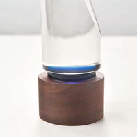 Trophée en verre cristal transparent à surface cylindrique inclinée, base en bois, logo personnalisé, gravure sablée, thème sportif
