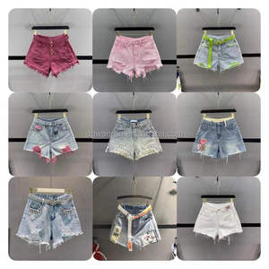 Shorts in Denim Strappati da Donna all'Ingrosso, Vita Media Elasticizzata, Estivi, Taglie Forti, Stile Vintage Y2K, <span class=keywords><strong>Jeans</strong></span> Corti Lavati per Ragazze - Product Image 2