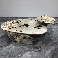 Table basse ronde classique de luxe moderne personnalisée avec plateau en acier inoxydable et en marbre pour le mobilier de salon