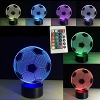 Lampe de bureau LED tactile 16 couleurs avec décor de football 3D Abat-jour en dôme ABS Alimentation CC Veilleuse et lampe de table d'ambiance