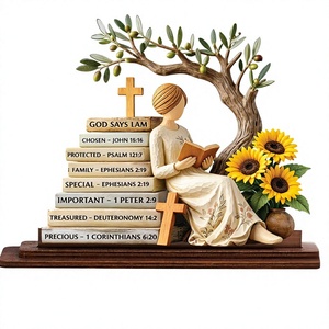 Panneau de bureau religieux en bois « Dieu dit que je suis », décoration pour salle de prière, cadeau chrétien pour femmes, mamans et adolescentes - Product Image 1