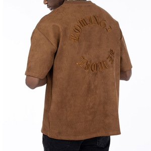 T-Shirt in camoscio con LOGO ricamato a manica corta moda <span class=keywords><strong>cotone</strong></span>/poliestere Vintage taglie forti da <span class=keywords><strong>uomo</strong></span> T-Shirt da <span class=keywords><strong>uomo</strong></span> - Product Image 2