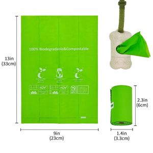 Sacs à déjections pour animaux de compagnie biodégradables et compostables en amidon de maïs, parfum lavande, personnalisables, verts et vierges - Product Image 5