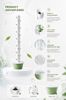 Système de jardinage vertical avec protection anti-UV, conception modulaire 1 an, 13 niveaux, tour hydroponique et aéroponique automatique