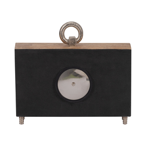Rectangular Wood Desk Clock With Metal <b>Ring</b> Top Modern Design For Living Room Office Decorative Accent - Product Image 4
