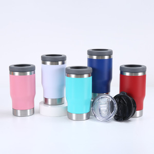 Mug à café pour voiture en acier inoxydable à double paroi blanc de 14 oz, qui brille dans le noir, avec poignée et couvercle anti-fuite - Product Image 1