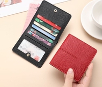 Dompet wanita kulit PU Ultra tipis, dompet wanita Multi Slot, kulit PU, lipat ganda, Minimalis, sederhana, dompet kartu, koin wanita, mode 2025