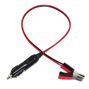 Kabel ekstensi konektor pengisi daya rokok 12V 1A 2.1Mm kabel Dc buaya klip Ke stopkontak soket hitam