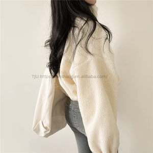 Women's Short-Length Stand Collar Warm Faux Shearling Coat Autumn/Winter Style Loose <b>Zipper</b> Cardigan Top Fashion - Product Image 5