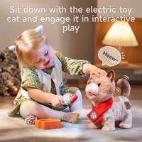 Jouet interactif pour enfants Tumama, jouet pour animaux de compagnie qui aboie, chat en peluche qui marche, laisse de contrôle, chat électrique avec voix de simulation