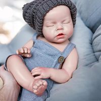 Poupée Reborn Garçon de 20 Pouces en Silicone Plein, Réaliste, Nouveau-né Endormi, Jouet Doux qui Peut Ouvrir la Bouche, Certifiée CE, Éducative