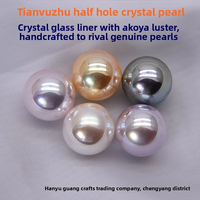 Perles synthétiques irisées effet cristal Mabe, brillantes, imitation Akoya, demi-percées, 6-16 mm, perles lâches