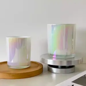 สีสันสเปรย์เทียนถ้วยส่องสว่างแก้วเคลือบเงาเชิงเทียนถ้วยเปล่า Dazzling Wax DIY คอนเทนเนอร์