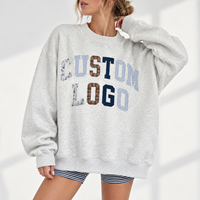 Sweat-shirt surdimensionné personnalisé pour femme, col rond, bords bruts, motif floral et écossais, patchwork, appliqué, épaules tombantes, pull décontracté