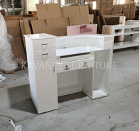 Meubles de salon, réception de salon en bois blanc de luxe, bureau de réception de salon à vendre avec logo LED