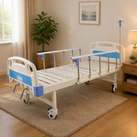 Lit d'hôpital manuel avec tête de lit en ABS, garde-corps en aluminium, plateau profilé en C, pieds de 50 mm pour les soins aux personnes âgées et les établissements de soins infirmiers