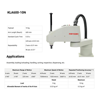 Robot industriel SCARA 4 axes KLA600-10N 600 mm, charge utile de 10 kg avec contrôleur pour ligne d'assemblage automatique de préhension et de placement