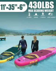 Planche de paddle gonflable <span class=keywords><strong>Yaska</strong></span> 11' x 35' en PVC avec pack d'accessoires, aileron unique, sac à dos, pompe et pagaie réglable pour lacs et rivières - Product Image 2