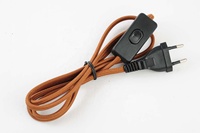 Cordon d'alimentation AC 110V 220V à 2 broches avec interrupteur en ligne câble électrique d'extension recouvert de tissu pour cordon multicolore de lumière de lampe