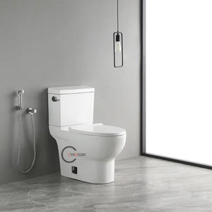 Inodoros Modernos de Cierre Suave, Sanitarios de Cerámica de Una Pieza, Inodoro Europeo de Cerámica para Suelo - Product Image 3