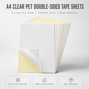Doorzichtige Dubbelzijdige Lijm Sticker Vellen Multifunctionele A4 Pet Dubbelzijdige Kleefvel Voor Verpakking Papier Ambacht - Product Image 1