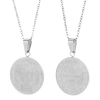 Collier pendentif tendance 2026 en acier inoxydable avec médaille Saint Benoît orthodoxe, bijoux de mode raffinés, plaqué or PVD 18K 316