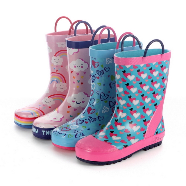 2024 High Quality Non-slip Baby Rain Boots Custom Cartoon Printed Rubber Rain Boots Waterproof Rain Shoes Ankle Booties for Kids