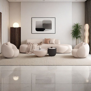 Set di Divani di Lusso per Ufficio Domestico di Alta Qualità, Divano Curvo Minimalista in Pelle PU e Spugna, Design Moderno per Arredamento Alberghiero - Product Image 5