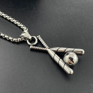 316L Stainless Steel Fashion Jewelry Sports New Style <b>Baseball</b> Sports Pendant Stainless Steel <b>Baseball</b> <b>Bat</b> Necklace - Product Image 5
