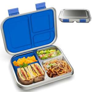Nouvelle conception de boîte à lunch anti-fuite, Porta Pranzo Lonchera en acier inoxydable 304 pour enfants, boîte à lunch en métal - Product Image 1