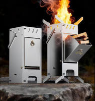 Réchaud à fusée ultra-portable et pliable (acier allié) pour bois de chauffage et charbon de bois, idéal pour le camping, les pique-niques et les activités de plein air
