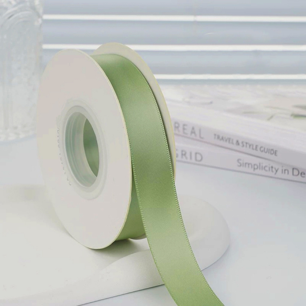 #Ruban polyester vert haricot 567, 2 cm, 100 yards