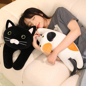 Super morbido peluche cartone animato animale accovacciato postura nera gatto bambola ragazza cuscino per dormire studente personalizzato cuscino per il pisolino - Product Image 6