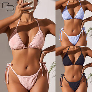 Biquíni Sexy Mini Sling de Tecido Terry Personalizado Europeu e Americano com Amarração em Três Pontos para Mulheres - Product Image 1