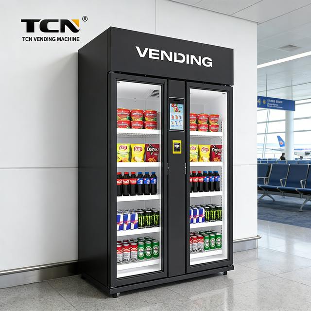 TCN 1074L AI Smart Vending Machine Fridge New-Tech Card Payment Access for Fresh Foods Snack Drinks America Community Residents