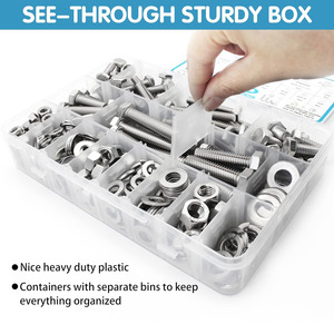 246Pcs 304 Stainless Steel Hex Bolts Nuts Assortment Box Us Standard Unc Thread A2 70 Grade 8.8 - Product Image 2