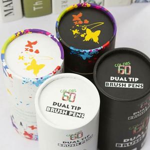 Custom 60 Colours Dual Tip 0.4mm Watercolor Fineliner <b>Brush</b> Marker Pens Plastic Tube Set for Artist Coloring and Drawing - Product Image 4