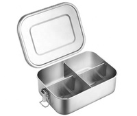 Boîte à bento en acier inoxydable Golden Key Wholesale de 1400 ml avec compartiments, étanche, en métal, avec clips de verrouillage, personnalisable OEM