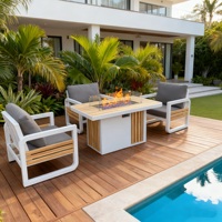 Table à feu rectangulaire de 52 pouces, mobilier d'extérieur avec kit de brûleur à feu de 55 000 BTU