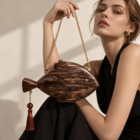 Pochette de soirée en acrylique marbré en forme de poisson, sac à main de luxe pour femme, sac à bandoulière de créateur, sac de banquet