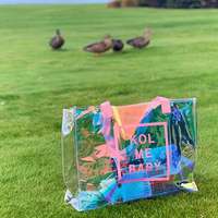 Sac à provisions réfléchissant hologramme clair transparent personnalisé holographique en plastique pvc eva tpu sac fourre-tout transparent sac de plage holographique transparent
