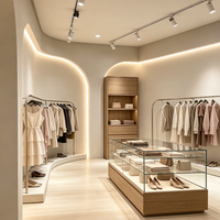 Vitrine de magasin de vêtements pour femmes sur mesure, design intérieur de boutique de mode.
