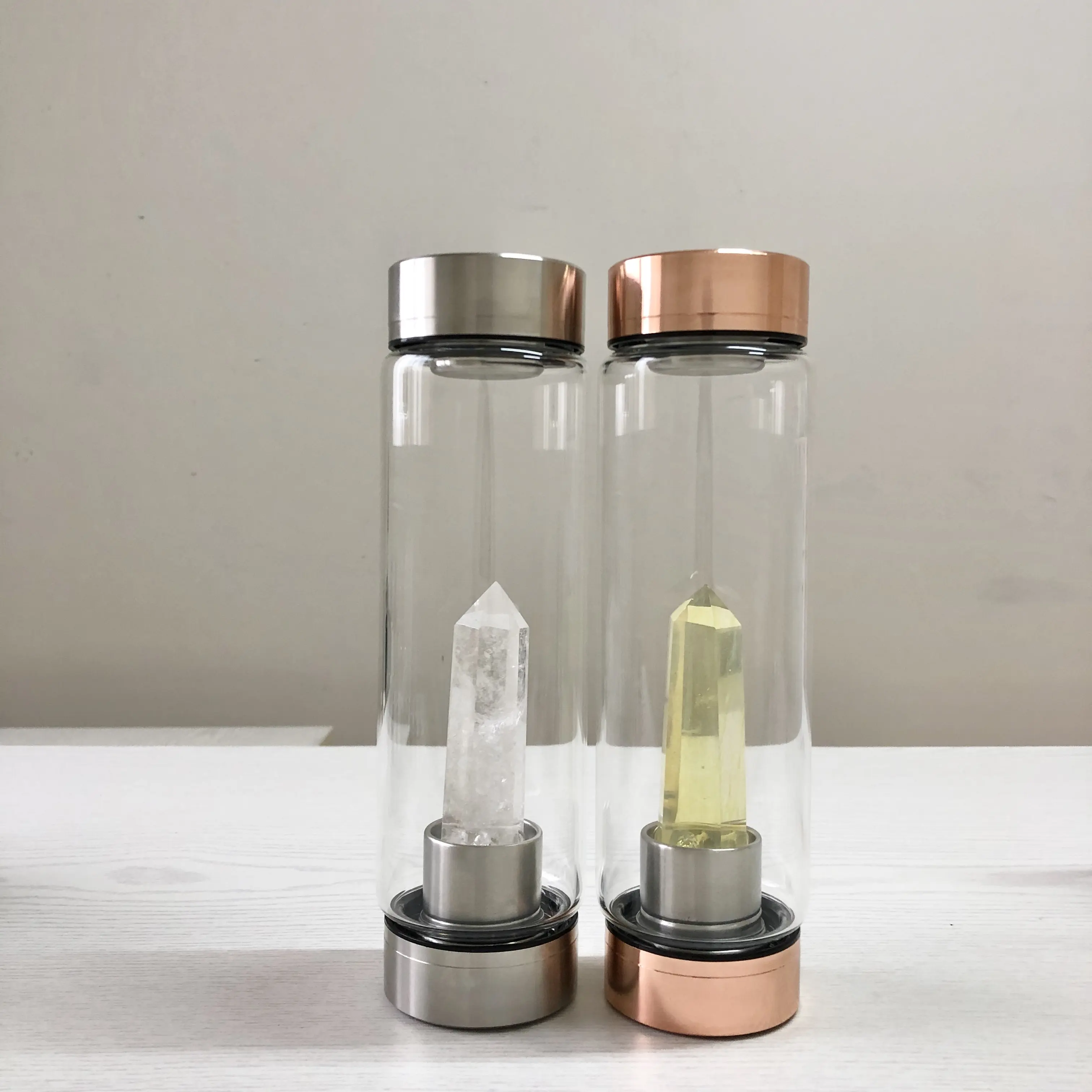 Bouteille d'eau en cristal de quartz ombré, ml, bouteille d'eau en cristal de guérison, bouteille à boire en pierre précieuse avec logo personnalisé