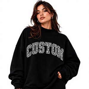 Sweat-shirt décontracté pour femme à manches longues, col montant, épaules tombantes, impression personnalisée écologique sur le devant - Product Image 1
