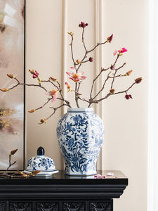 Jarrón <span class=keywords><strong>de</strong></span> Porcelana Azul y Blanco, Color Bajo Esmalte, Adornos <span class=keywords><strong>de</strong></span> Cerámica Pintados a Mano, Estilo Chino Nuevo, Estilo Oriental, RXV0268, Decoración <span class=keywords><strong>de</strong></span> Mesa para Sala <span class=keywords><strong>de</strong></span> Estar - Product Image 2