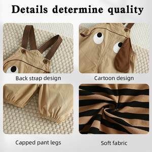 Summer New Boys and Girls Cartoon Round Neck Short Sleeve Baby <strong>Bodysuit</strong> 0M-5years Baby Leisure <strong>Suspender</strong> Pants Baby Clothes - Product Image 3
